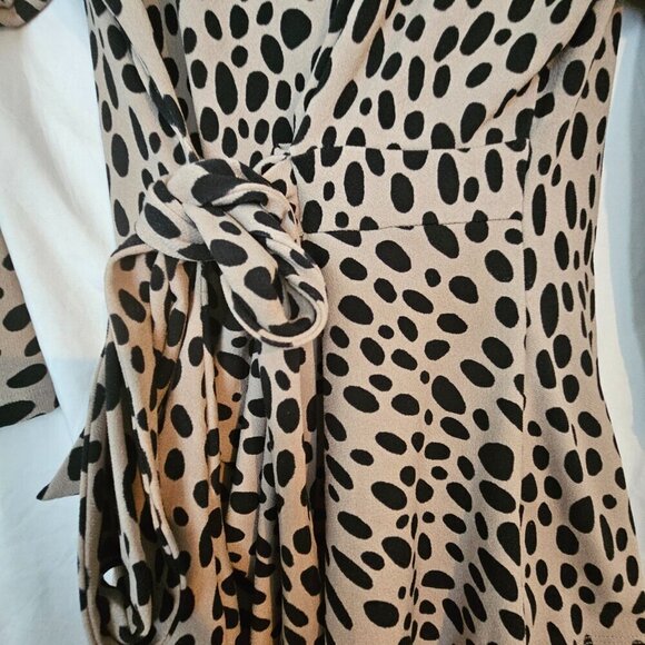 ANN TAYLOR Ocelot Leopard Print Adjustable Tie Waist Blouse Top - Picture 2 of 8